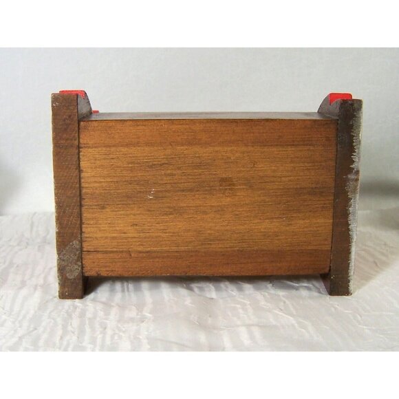 Country Calico Prairie Bonnet Girl Wood Box Hand Painted Dowel Handle Vintage - Picture 5 of 7